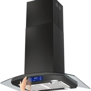30 Inch Island Range Hood Black 700CFM