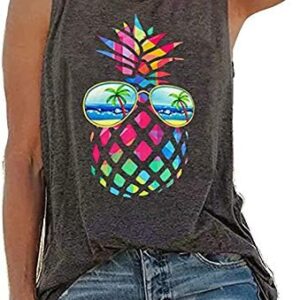Womens Tank Tops Summer T Shirts Sleeveless Casual Loose Tunic Blouses