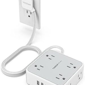 OREI Surge Protector Power Strip: 8 AC Outlets, 3 USB, Flat Plug