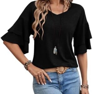 Women's V-Neck Ruffle Blouse - OREI