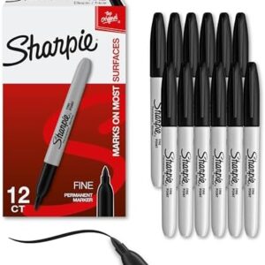 Sharpie Black Permanent Markers Set - Fine Point 12 Count