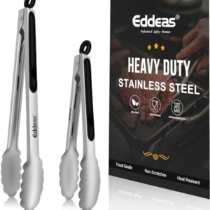 OREI Kitchen Tongs Set: 9" & 12" Stainless Steel