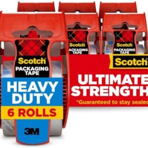 Scotch Heavy Duty Shipping Tape, 6 Rolls with Dispenser